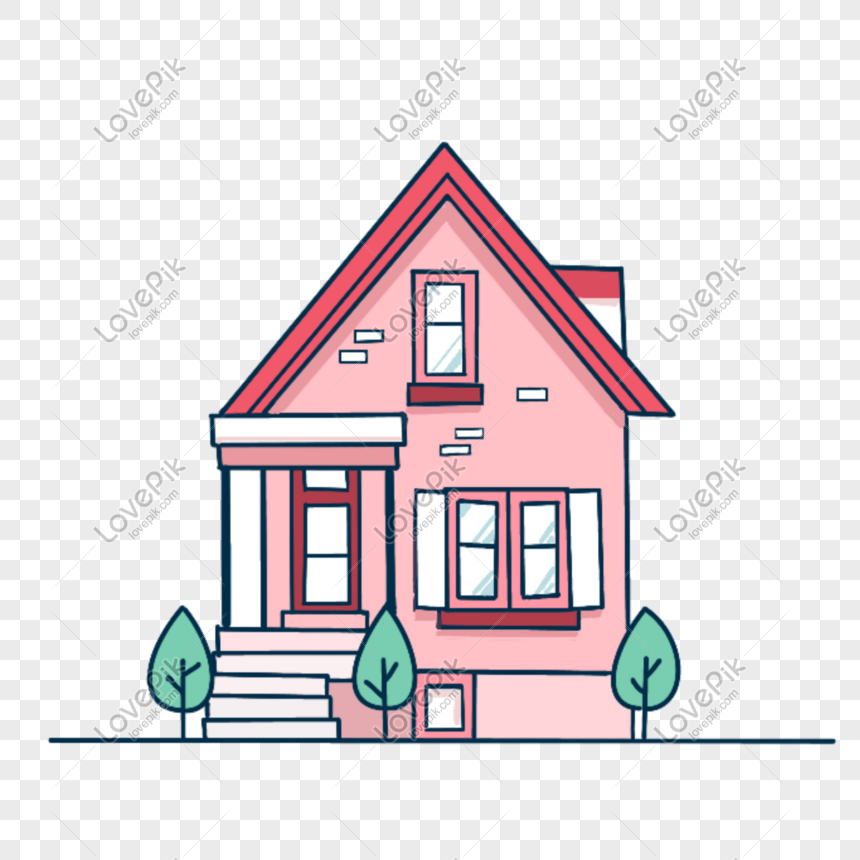 Cartoon Pink House Illustration Tree Home Illustration House Png