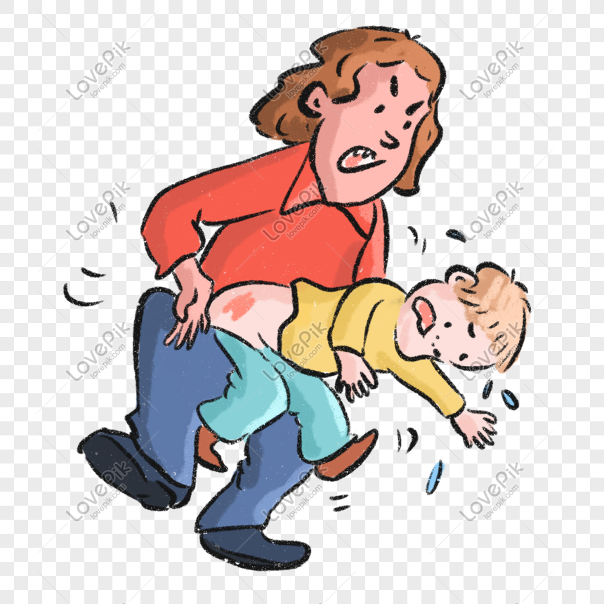 Mom Beats Disobedient Son Ass, Characters, Mom And Son, Son PNG Picture ...