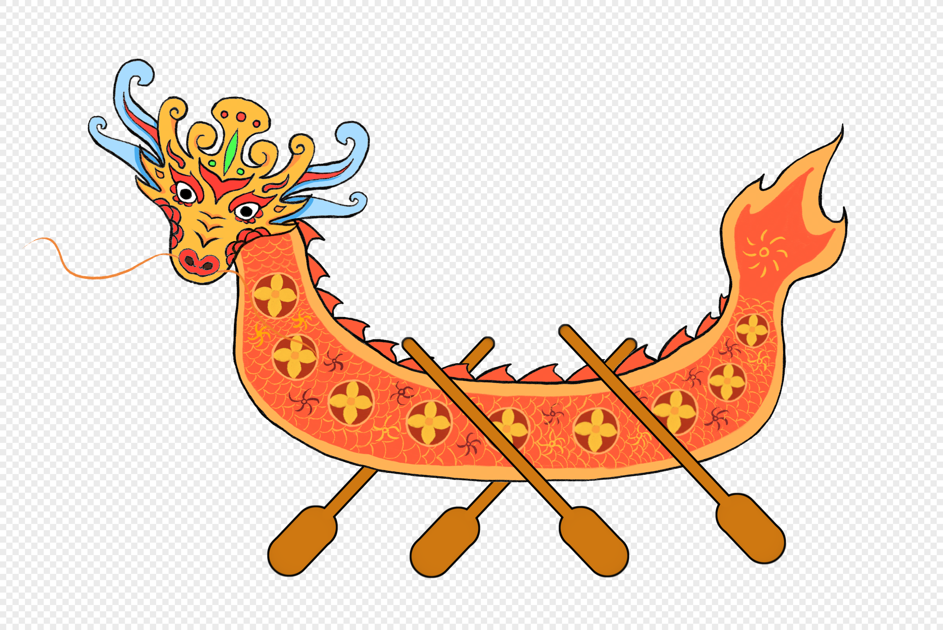 Creative dragon boat festival hand drawn dragon boat design png image ...