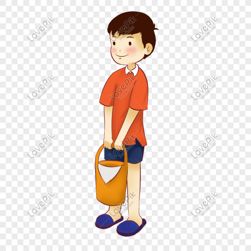 Boy Carrying A Bucket Png Image Picture Free Download