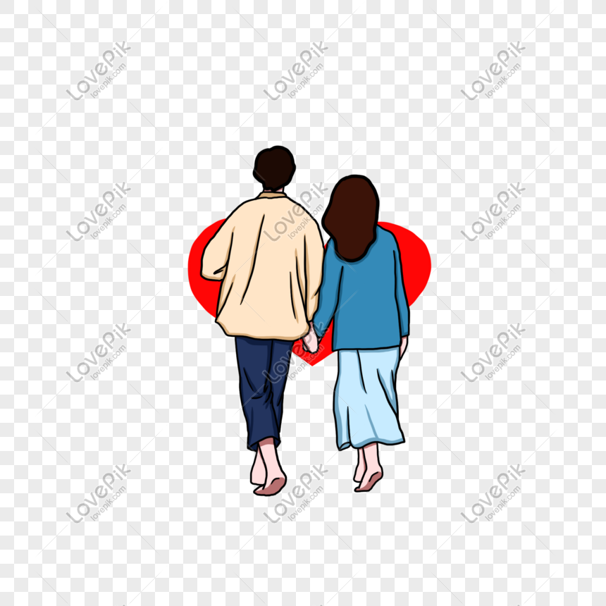 Cartoon Hand Drawn Happy Couple Holding Hands Romantic Back PNG Free  Download And Clipart Image For Free Download - Lovepik | 401272603