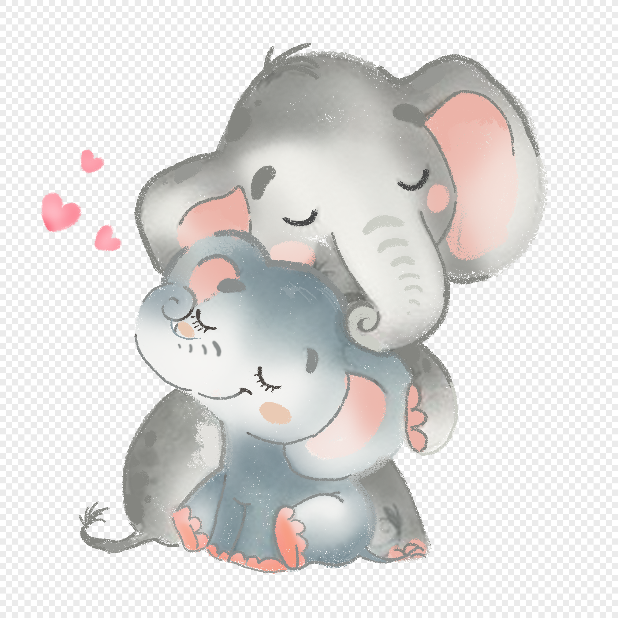 Слоненок с мамой нарисовать