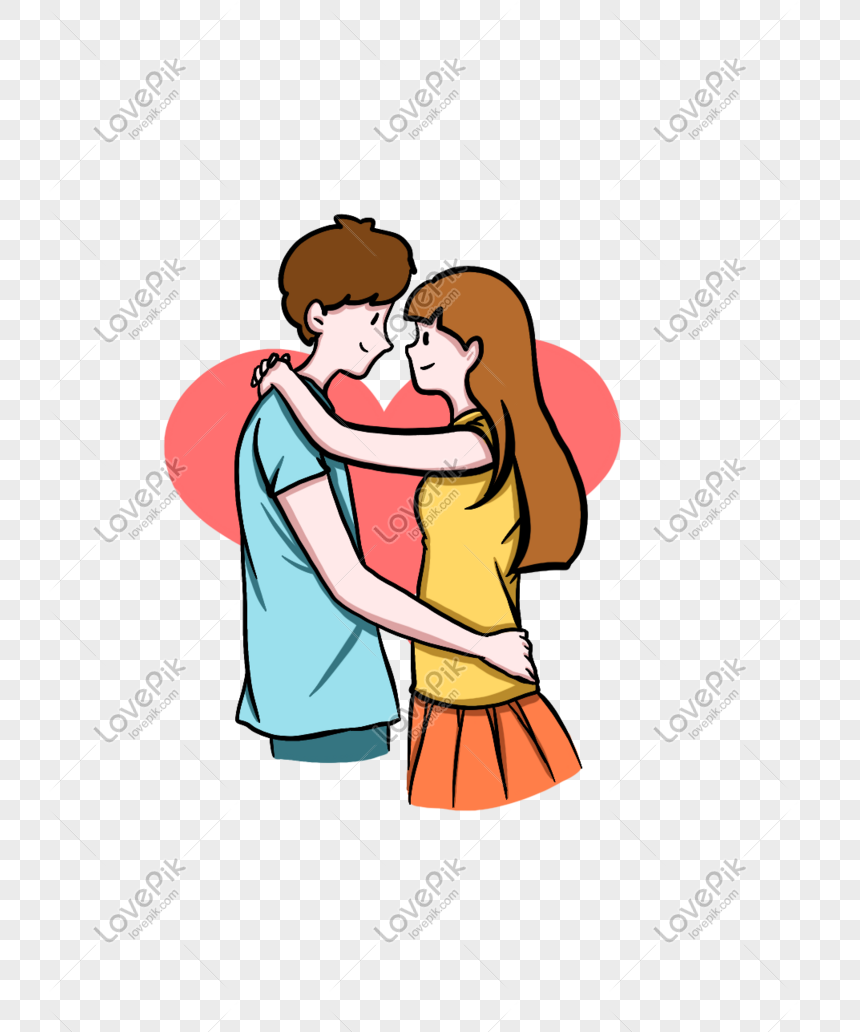 Cartoon Hand Drawn Romantic Couple Sweet Hug Free PNG And Clipart Image For  Free Download - Lovepik | 401279409
