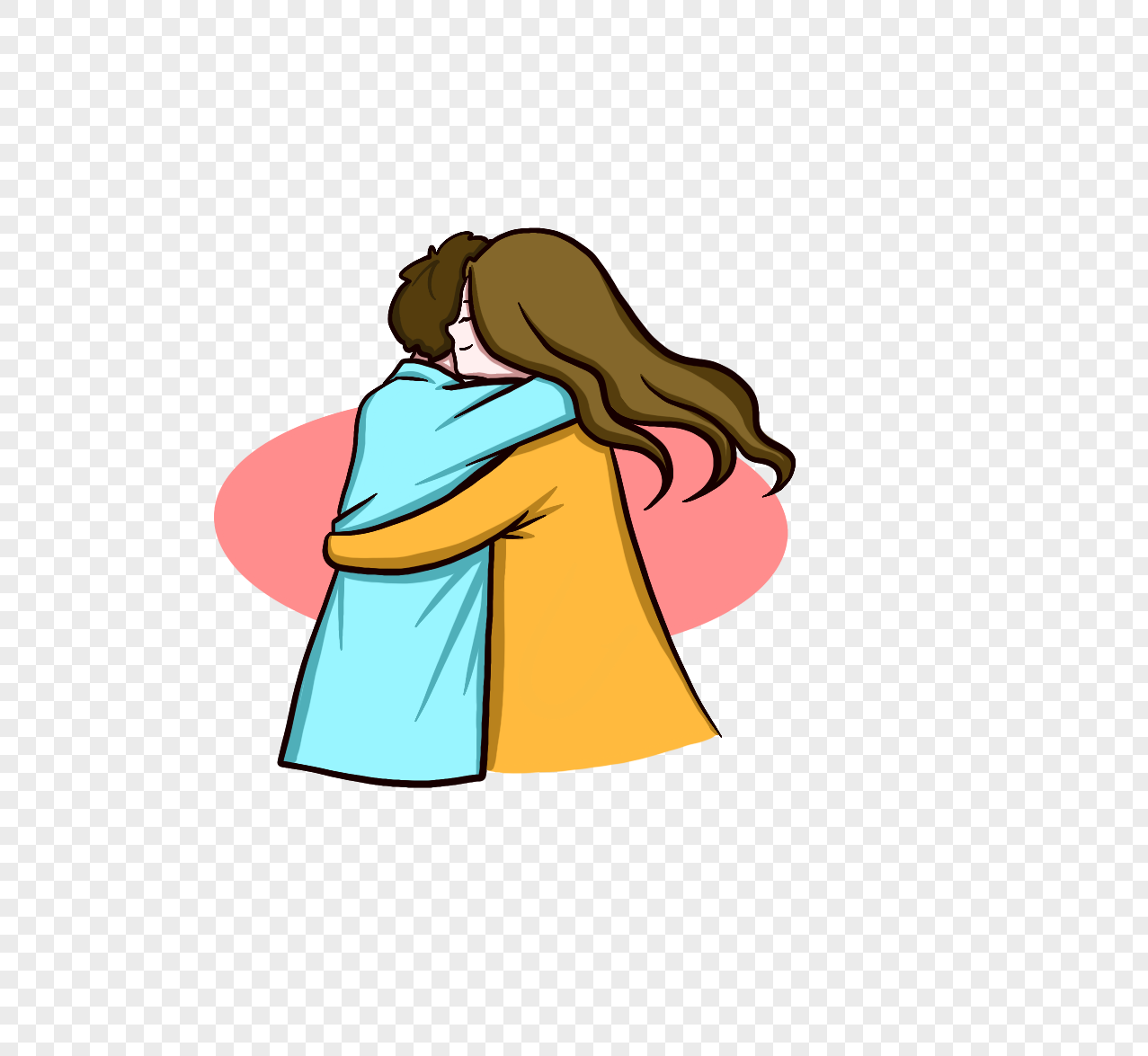 Cartoon hand drawn happy couple sweet hug png image_picture free ...