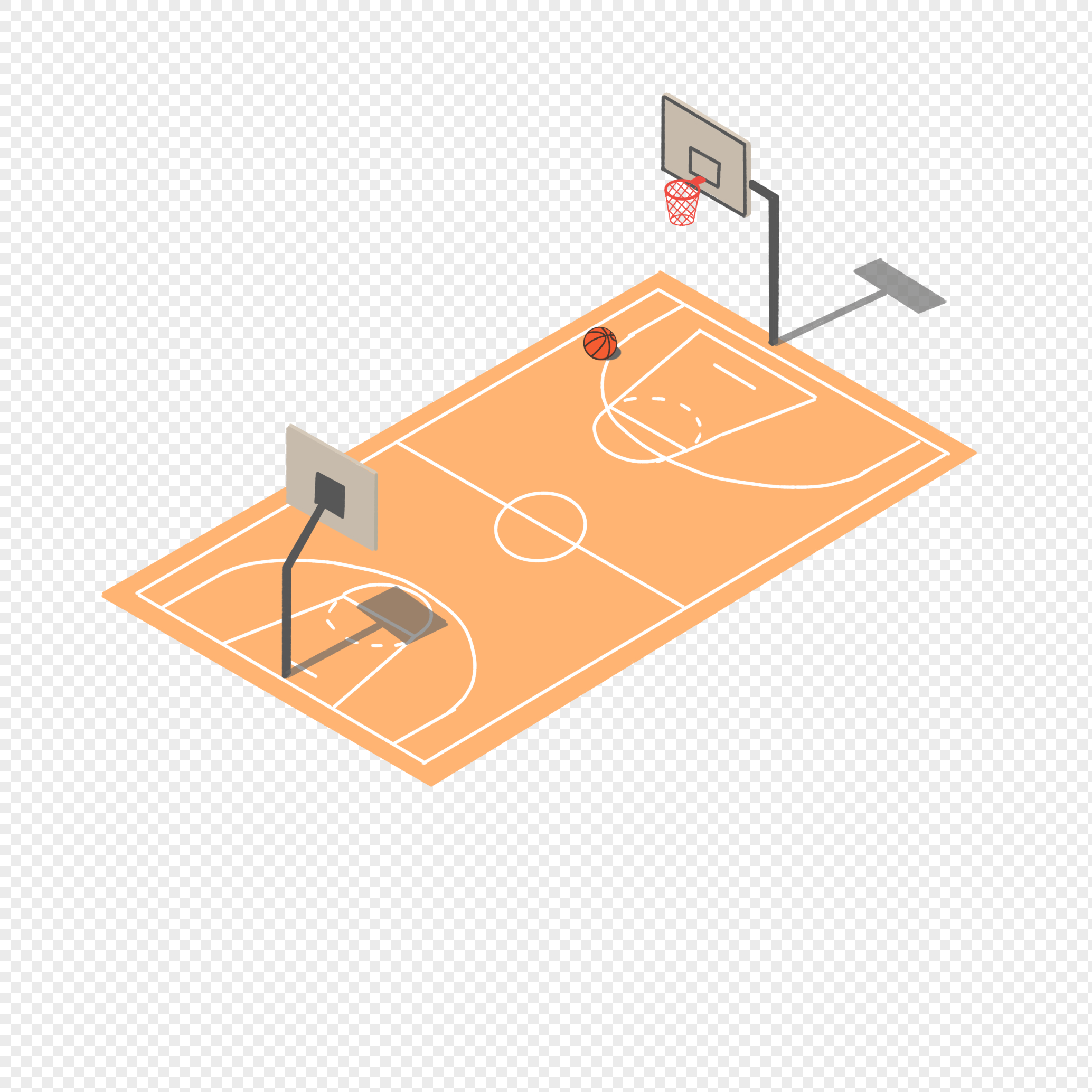 Баскетбольная площадка вид сбоку