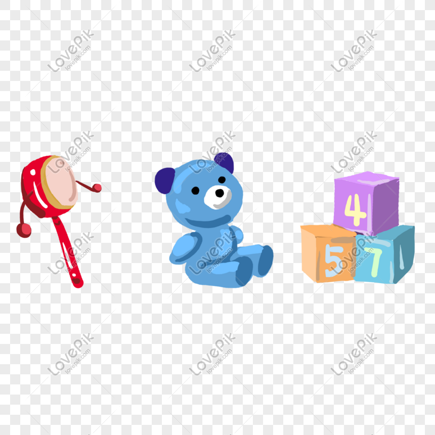 Hand-painted Childrens Toys, Paint, Building Blocks, Material Png Free 