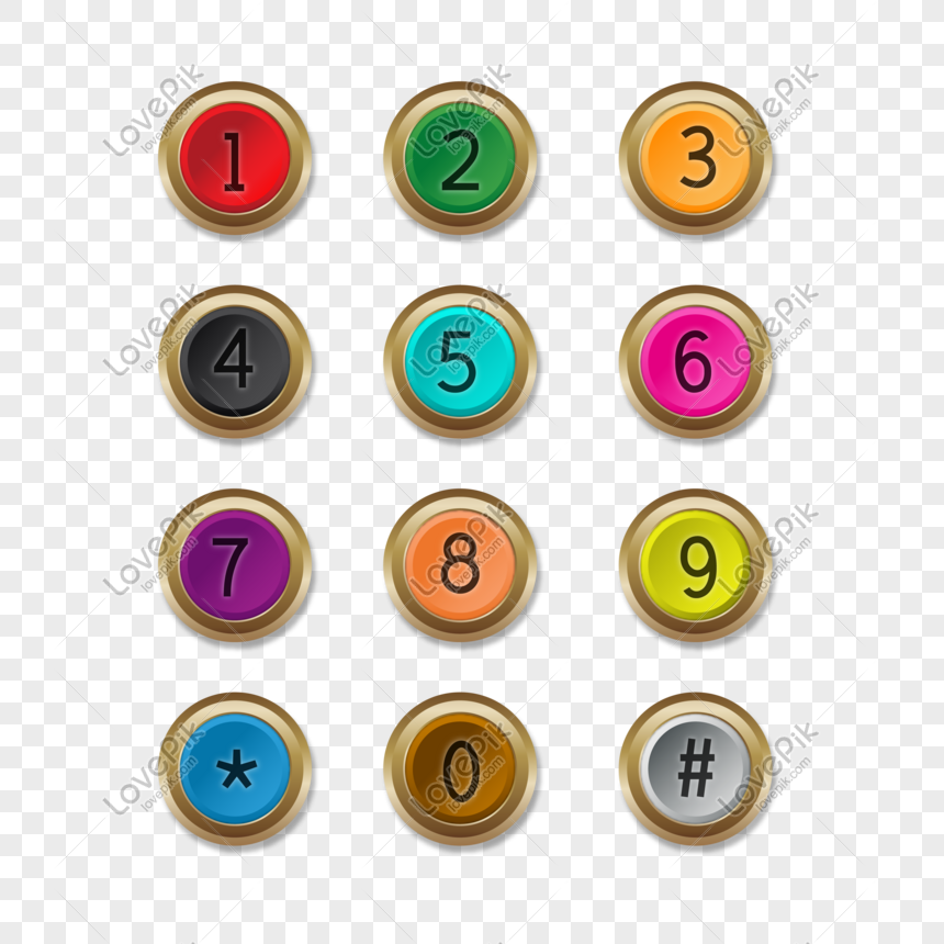 Stereo 0123456789 Gradient Number Button Phone Button Wordart Bu PNG ...