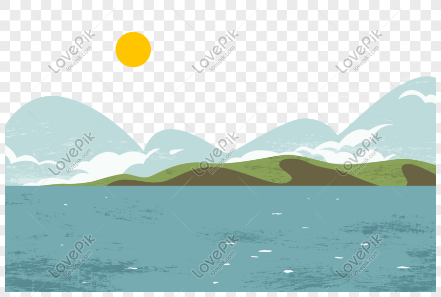 日当たりの良い夏の風景湖畔の背景イラストイメージ グラフィックス Id