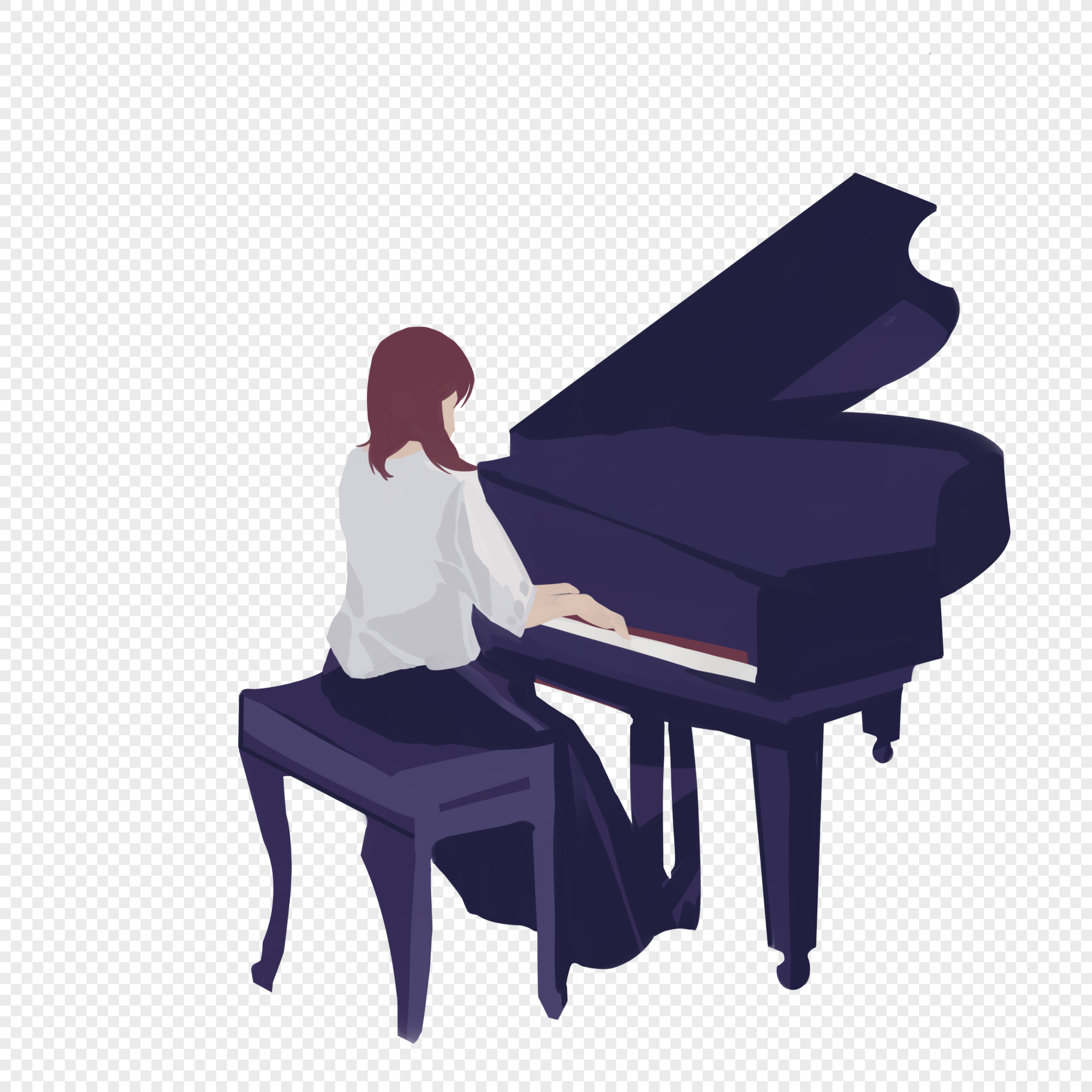 黑色创意插画手绘手绘插画三角钢琴键盘乐器乐器音乐图片 - Canva可画