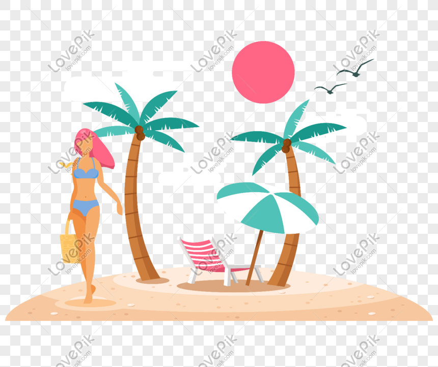 Beach Beauty Icon Free Vector Illustration Material Png