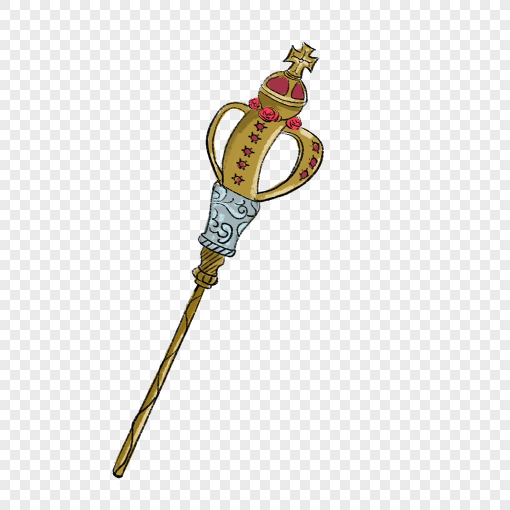 Young King Holding Scepter Vector Cartoon Clipart