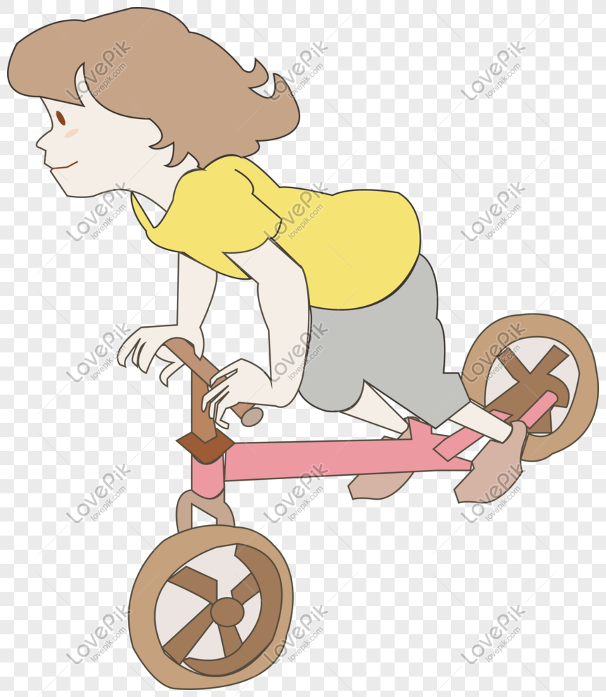 Gadis Kartun Naik Sepeda Lucu PNG Grafik Gambar Unduh Gratis Lovepik