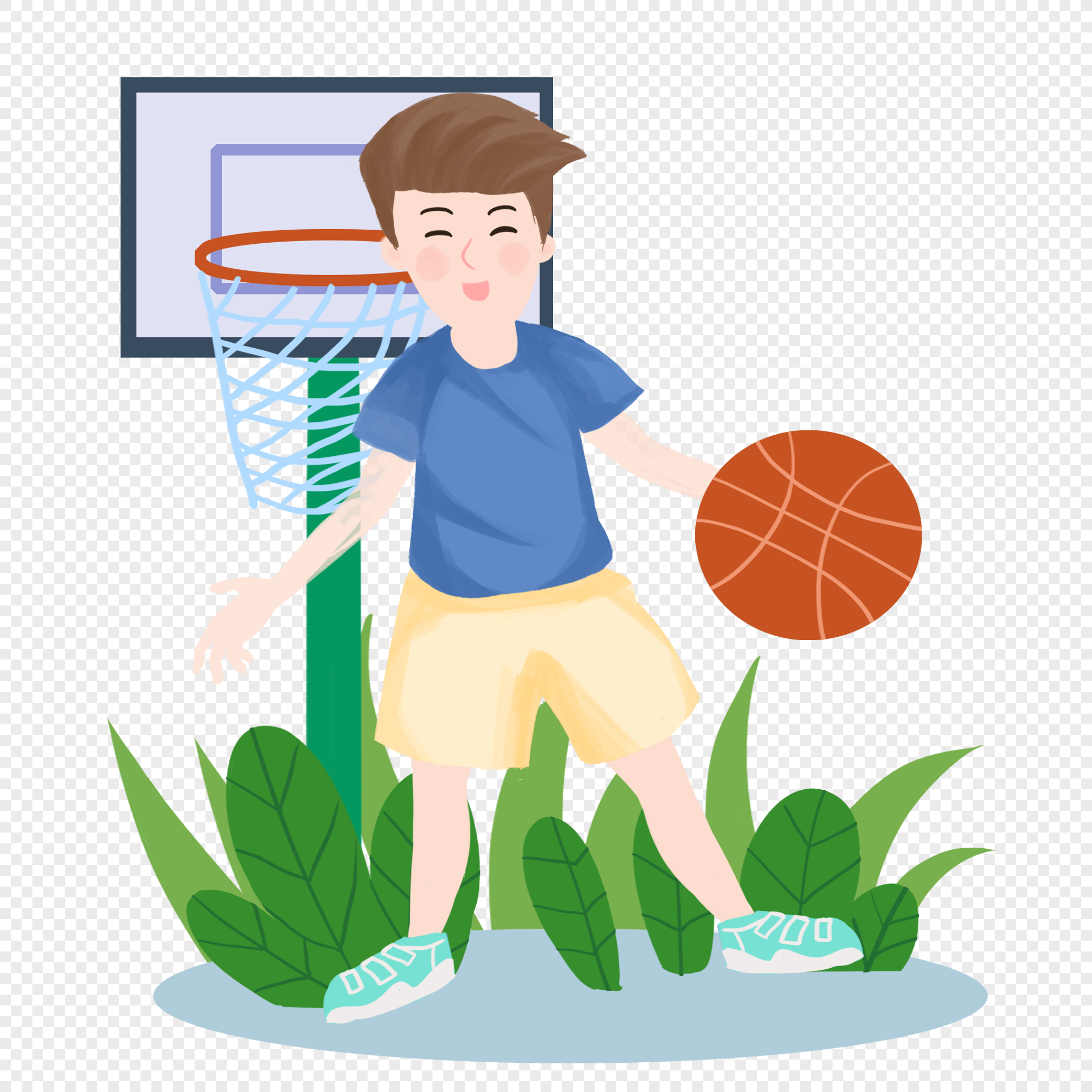 Batang Lalaki Na Naglalaro Ng Basketball Larawan_Numero ng Graphics