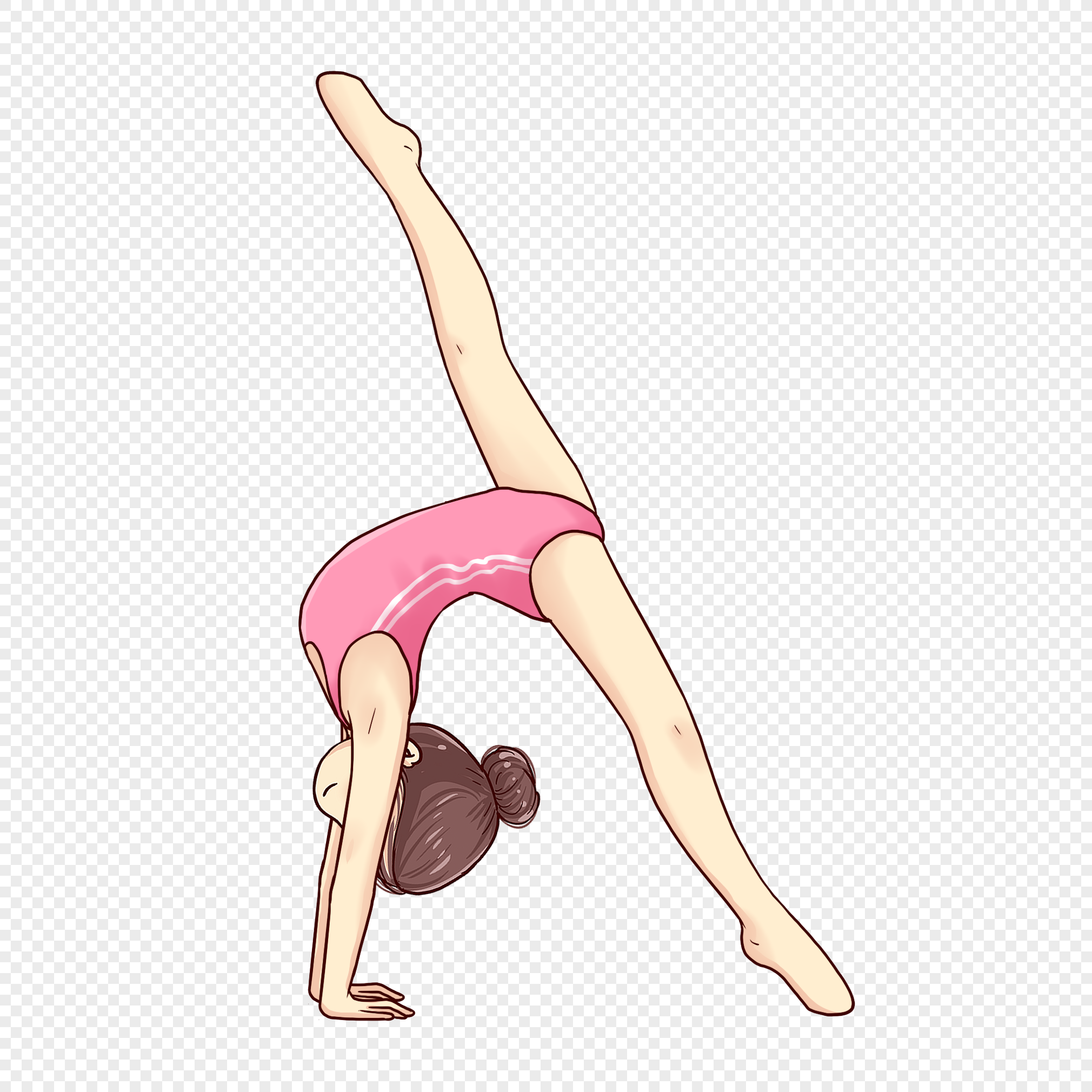 Мультяшная девушка в гимнастической позе
