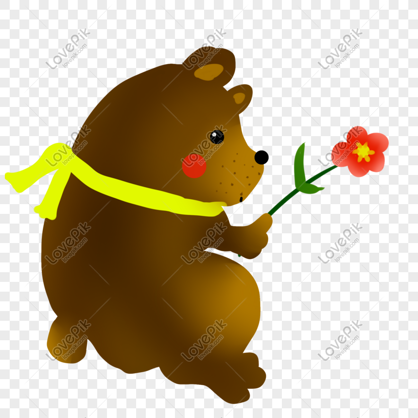 bear holding flowers