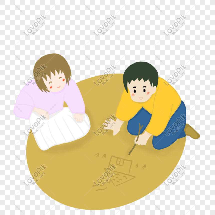 Boy And Girl Drawing On The Ground Png Image Psd File Free Download Lovepik