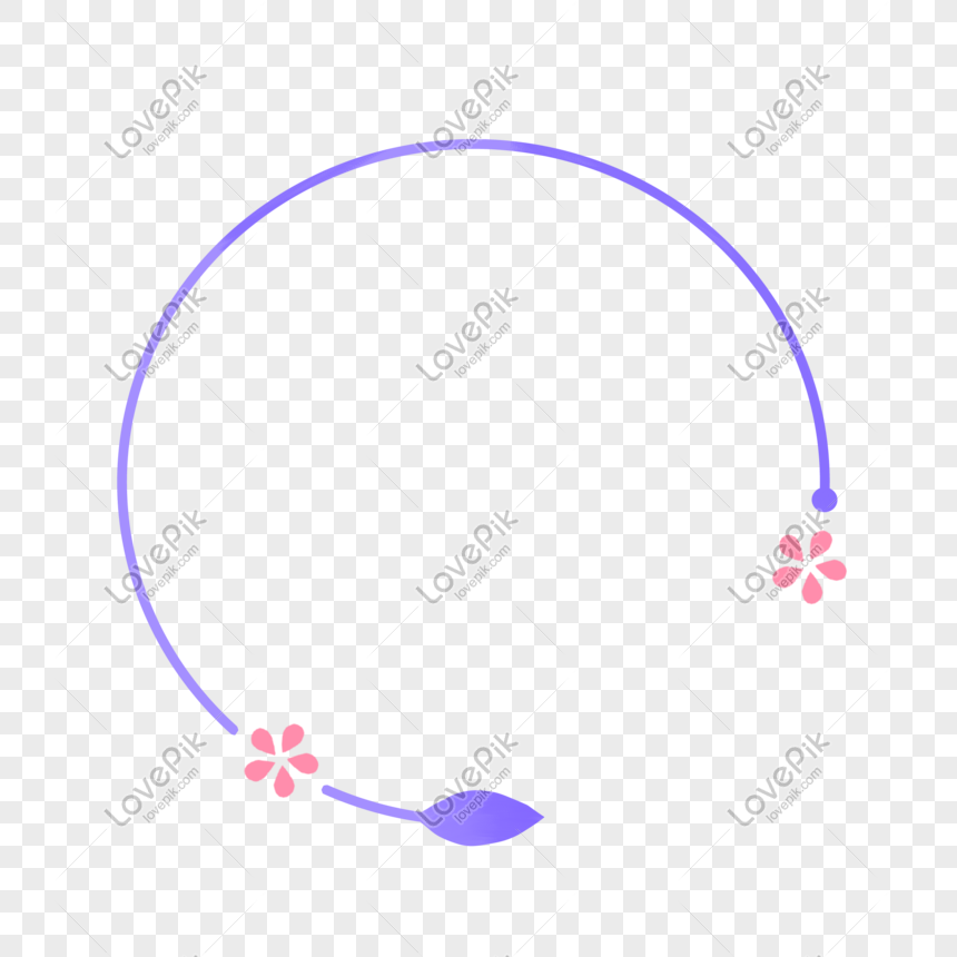 Blue Circle Leaves Flowers Pink Hand Drawn Simple Border Png Image Psd File Free Download Lovepik