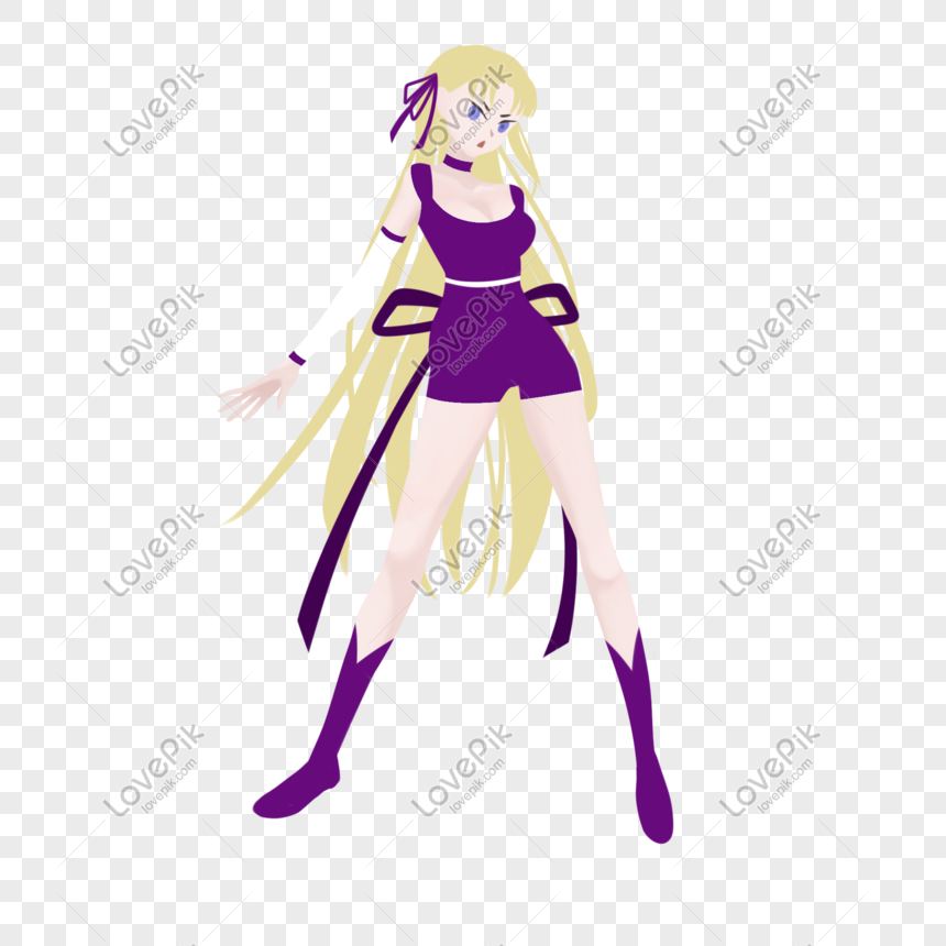 Yellow Long Hair Purple Short Skirt Ninja Beauty Png Image Picture