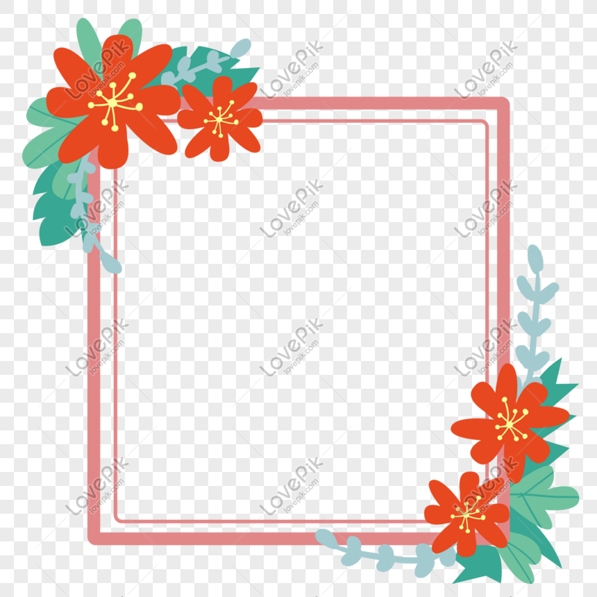 Hand Drawn Flowers Decorative Border Frame Free PNG And Clipart ...