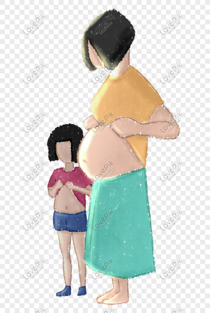 Angin Otot Ibu Hamil Anak Keluarga Kedua Dan Anak Perempuan Imut PNG Grafik Gambar Unduh Gratis Lovepik