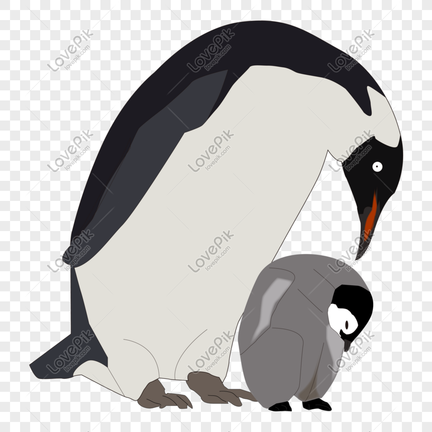 かわいい漫画動物南極ペンギンママと赤ちゃん イラスト ママ 赤ちゃん ペンギン フリー素材 透過 Lovepik