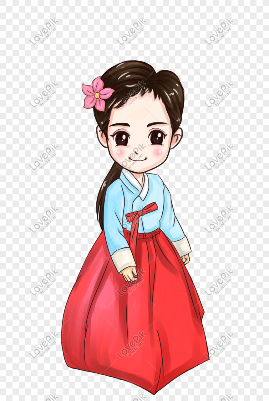 Korean Girl, Small Pink Flowers, Korean, Blue Tops PNG Transparent ...