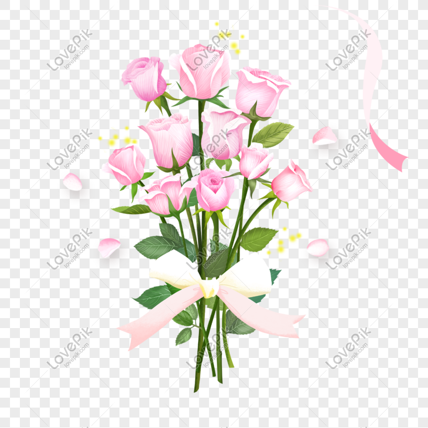 ピンクのバラの花束 手描きの花 熟成素材イメージ グラフィックス Id Prf画像フォーマットpsd Jp Lovepik Com
