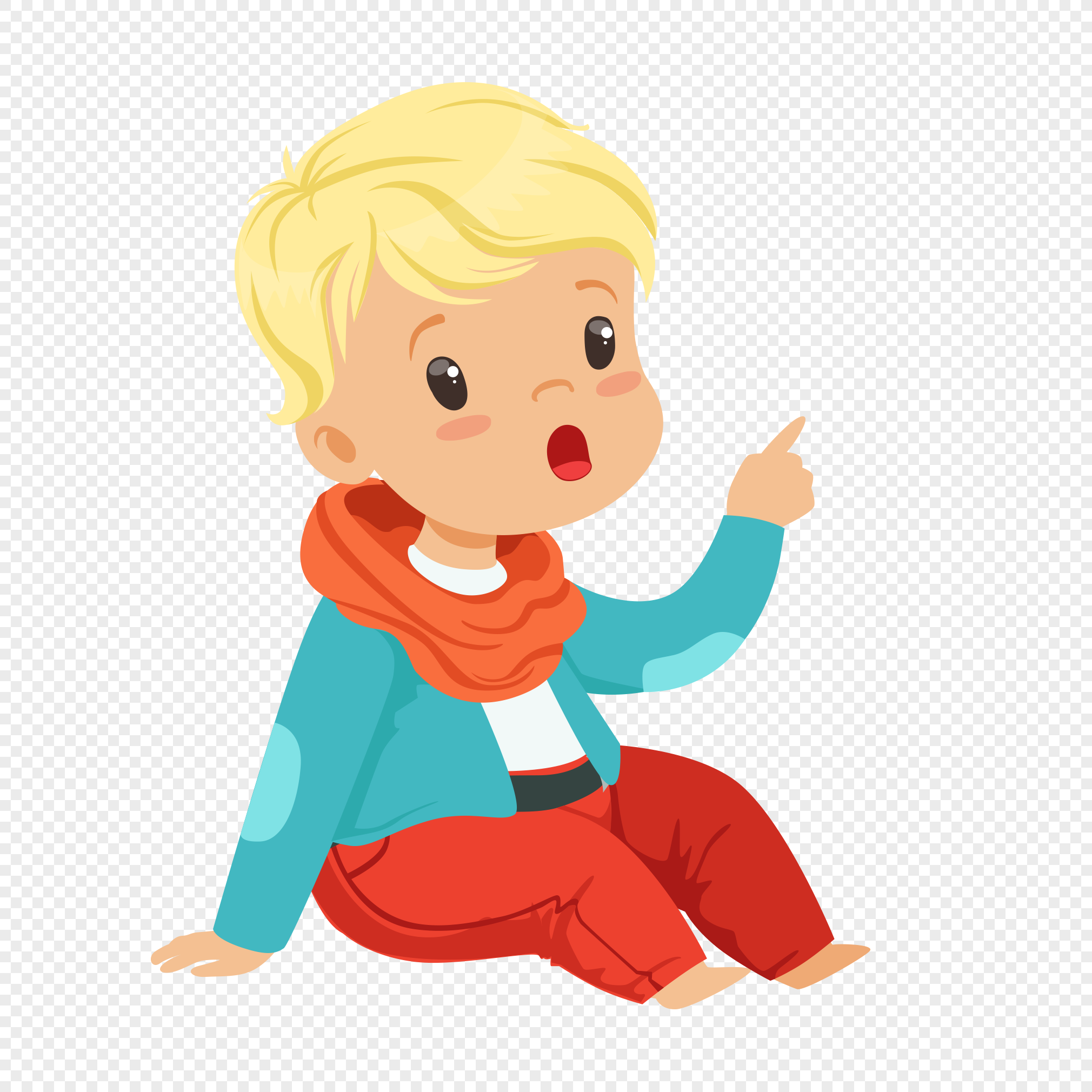 Personaje De Dibujos Animados De Niño Pequeño Sentado En El Suel Imagen