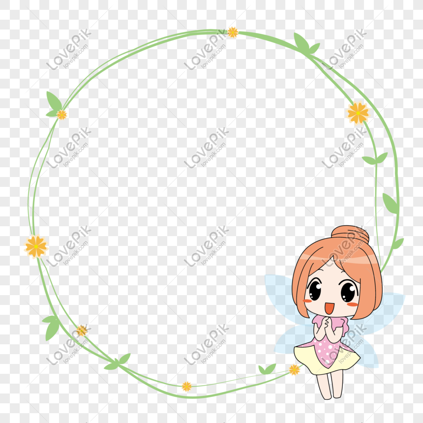 Photo De Bordure De Vigne Fleur De Dessin Animé Mignon Fleur