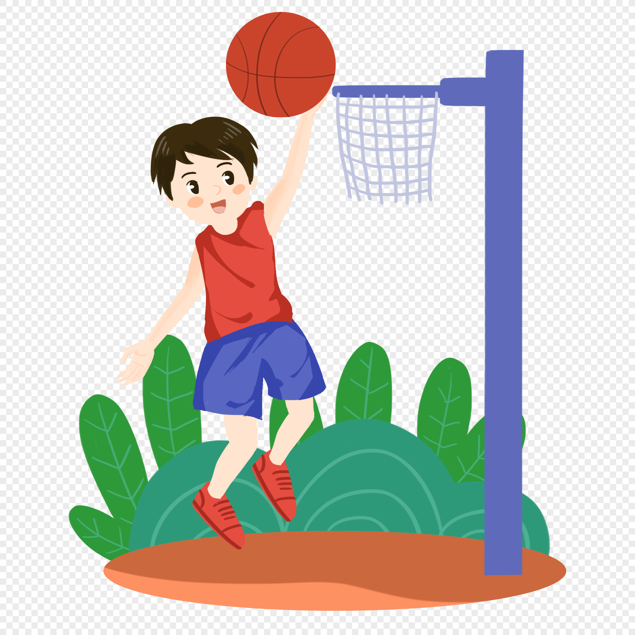Boy Playing Basketball PNG Image 