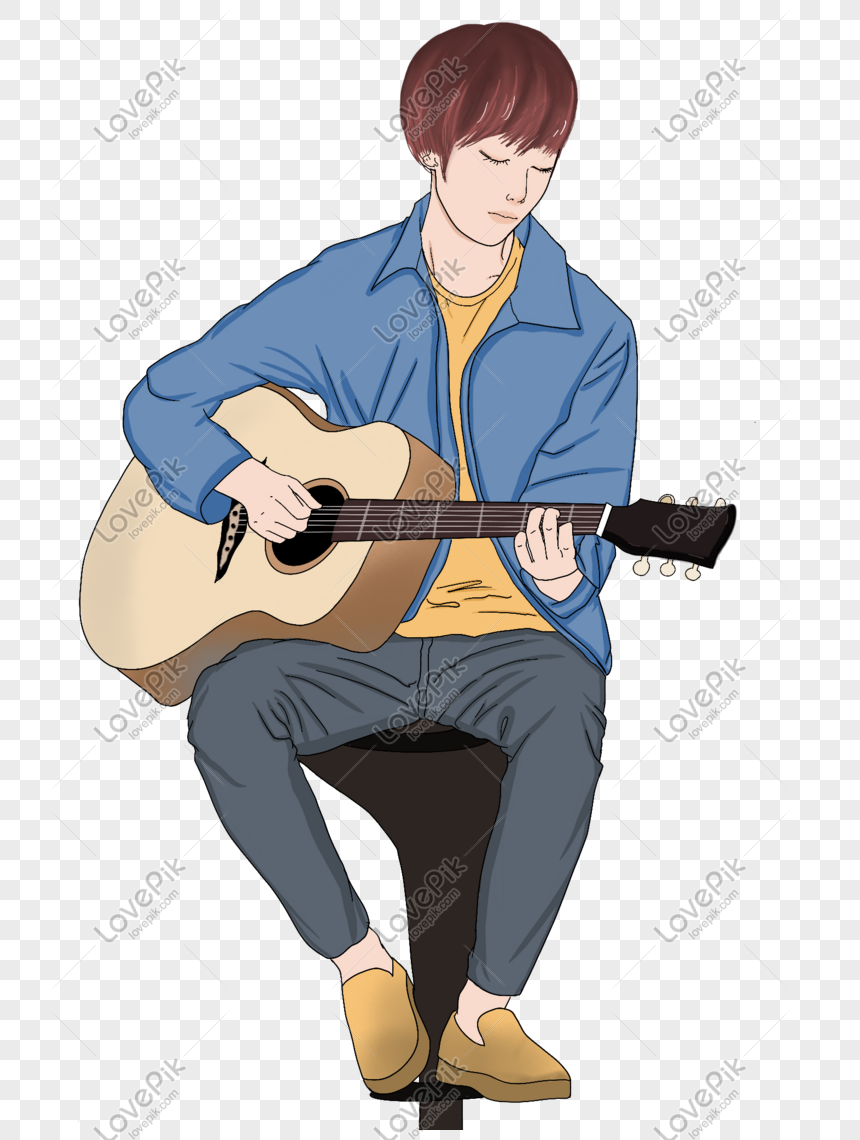Рисунок мальчика подростка с гитарой