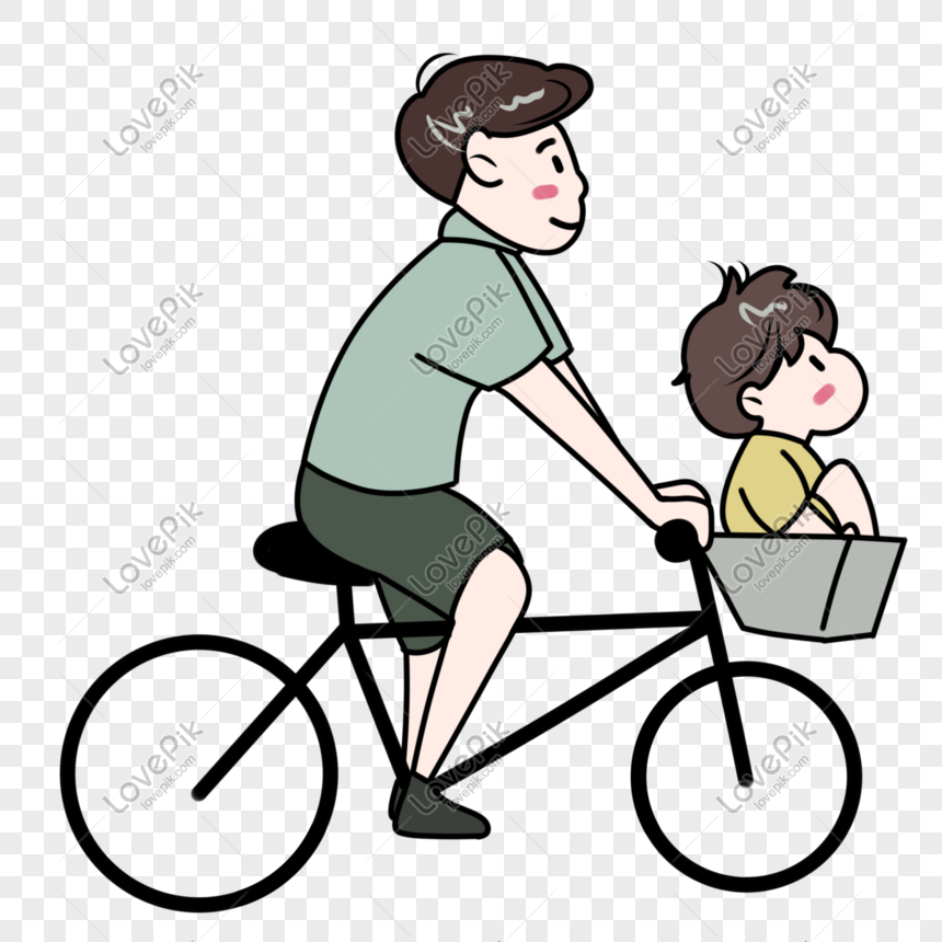 Hình ảnh, Cha đi Xe đạp, chở Con Trai - \