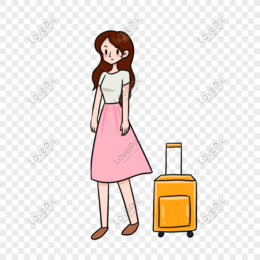 Cartoon Hand Drawn Girl Happy To Go Home On Holidays Png Image Psd File Free Download Lovepik