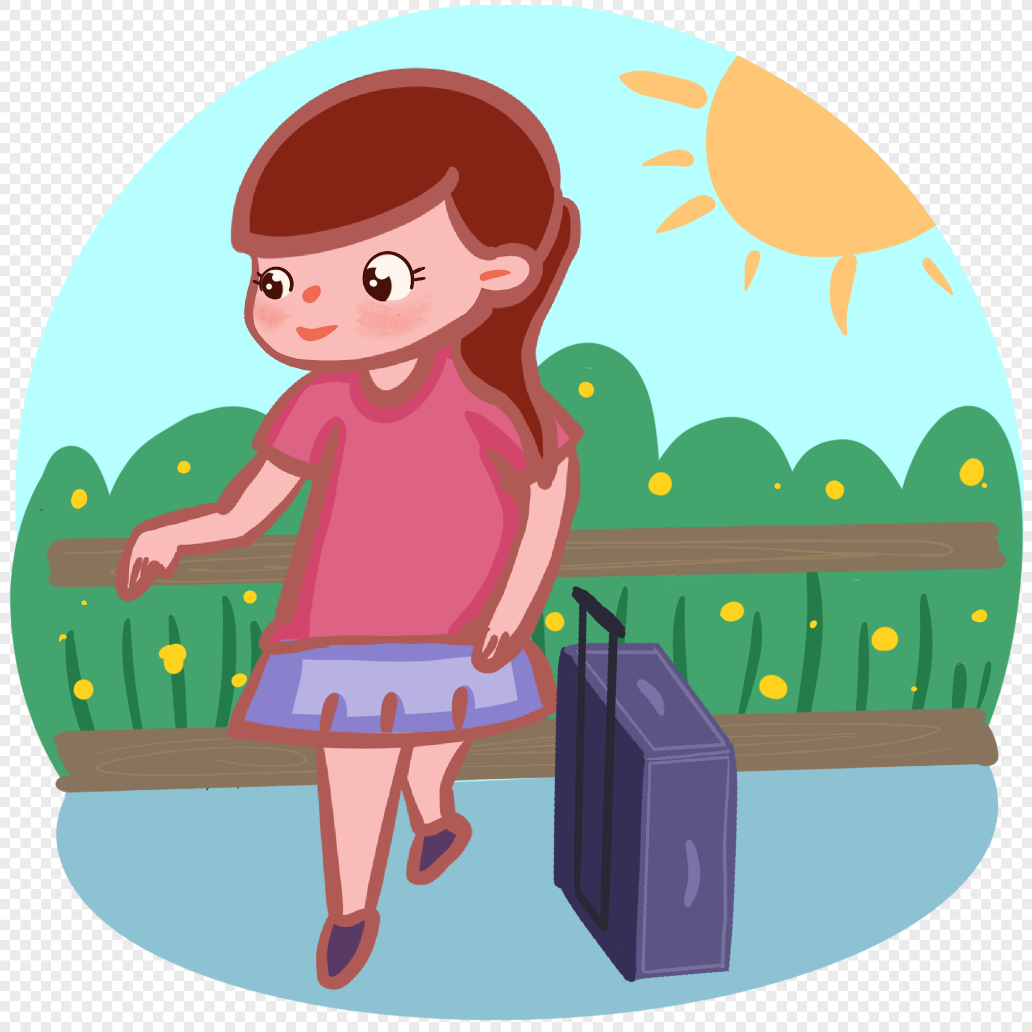 Tourist girl, girl illustration, girl walking, cartoon girl png transparent background