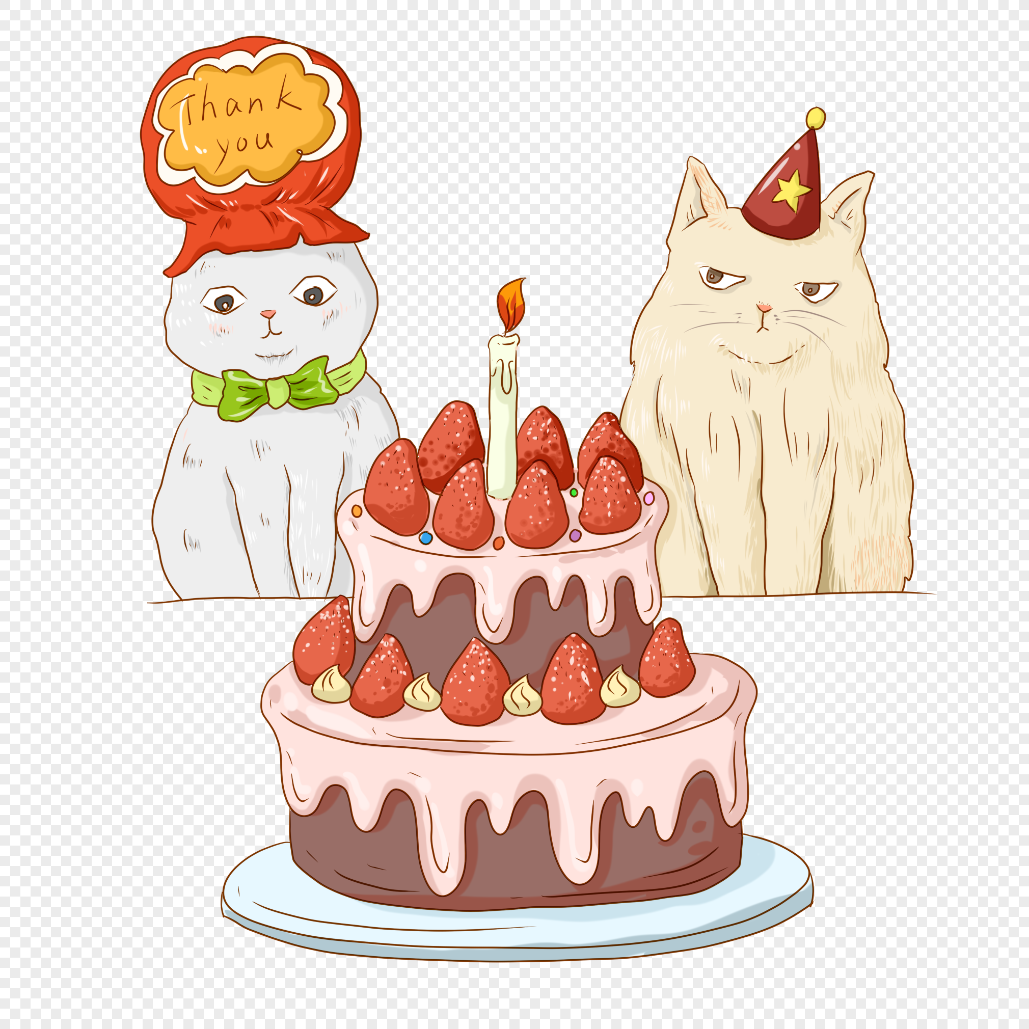 Котик с тортом арт