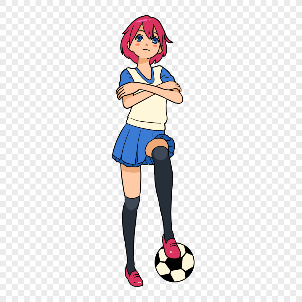 Cute Girl Kicking Soccer Ball Cartoon Vector Icon Illustration