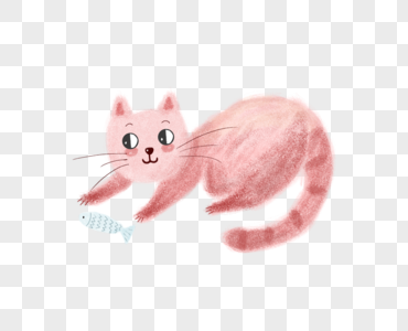 Ilustrasi Lucu Kucing Makan Ikan PNG grafik gambar unduh ...