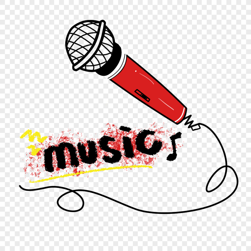 Microphone and Music Note Waving Clip Art Free PNG Image｜Illustoon