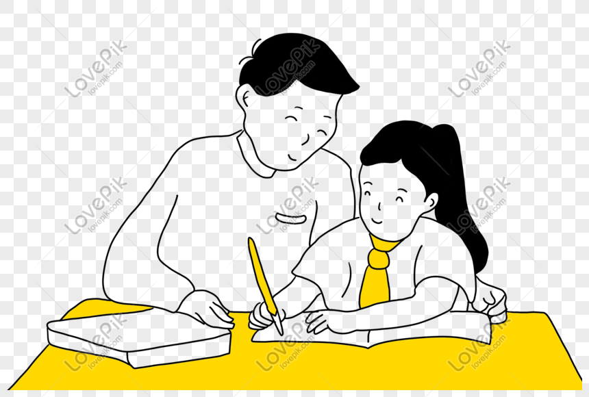 Father Teaching Children To Do Homework Png Image Psd File Free Download Lovepik