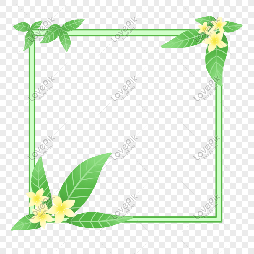 Fresh Summer Plant Leaves Flowers Border, Leaves Yellow, Green Leaves ...