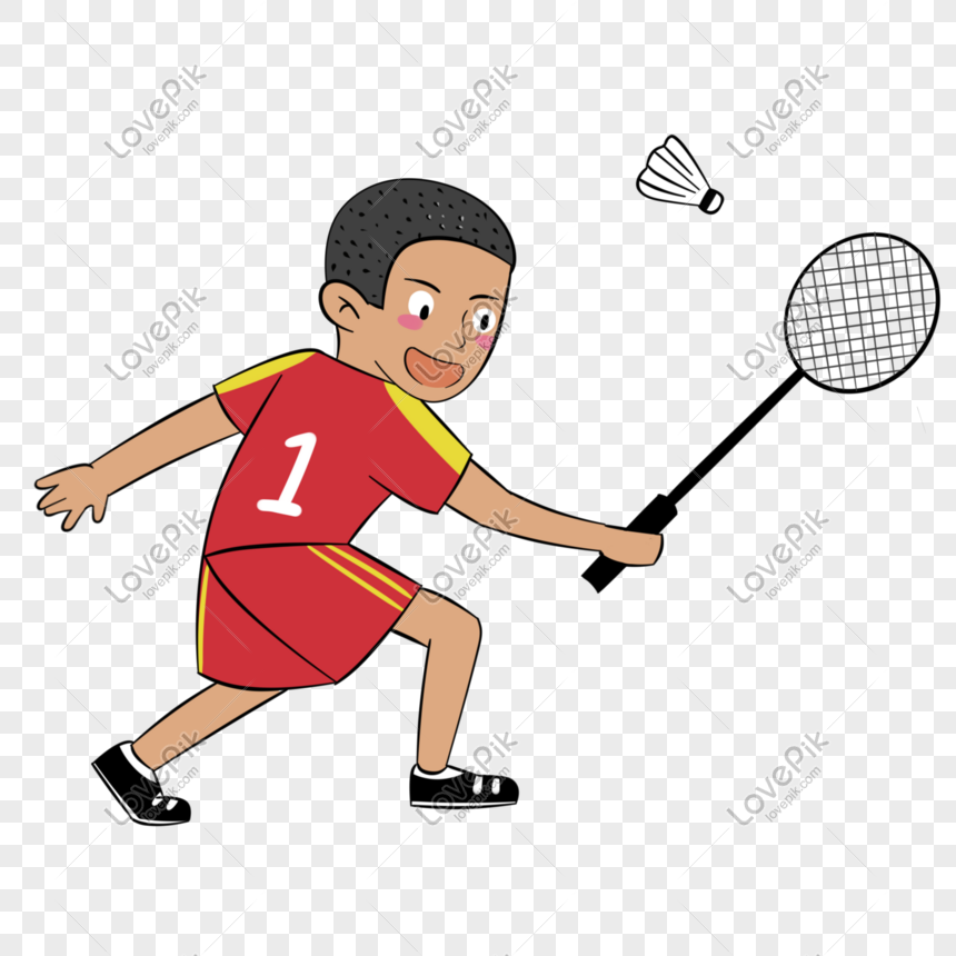 memainkan karakter kartun  badminton  yang digambar tangan 