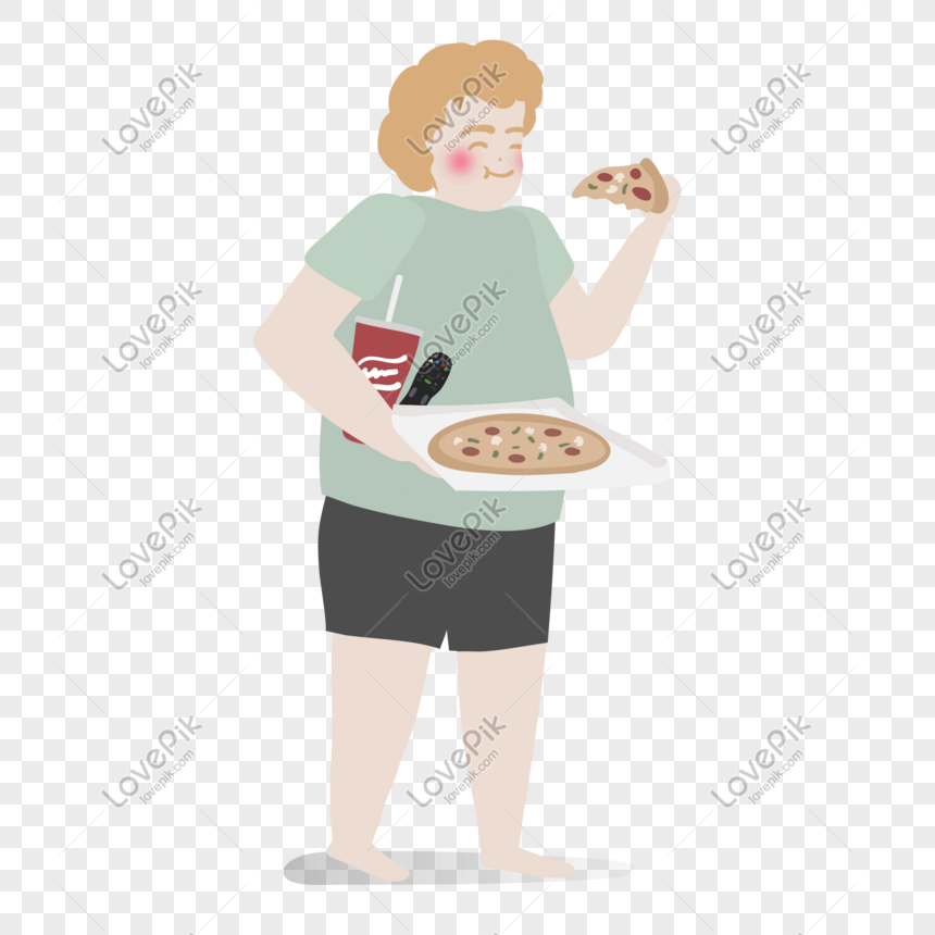 Cartoon Hand Drawn Cute Fat Boy Having Fun Eating Fast Food PNG Free  Download And Clipart Image For Free Download - Lovepik | 401397333