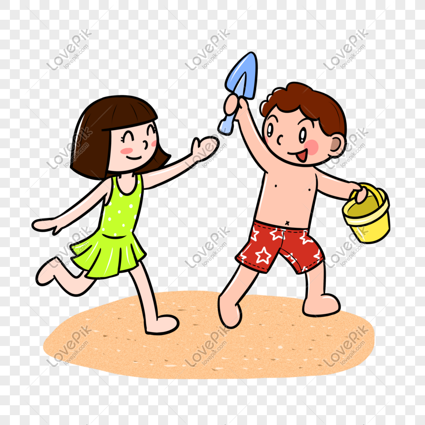 Download Summer Little Boy And Girl Beach Chasing Png Image Psd File Free Download Lovepik 401399303