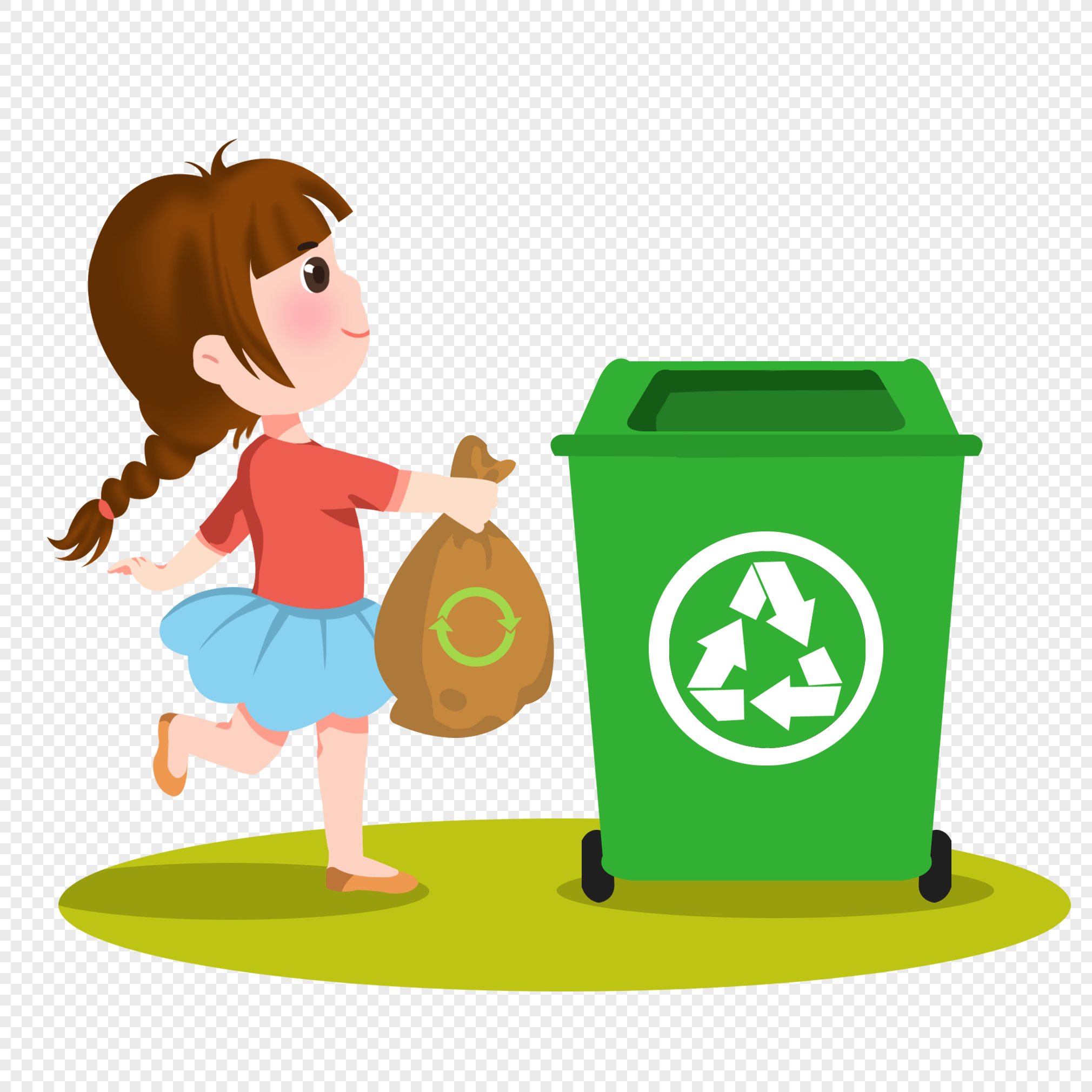 Ребенок выбрасывает мусор в урну