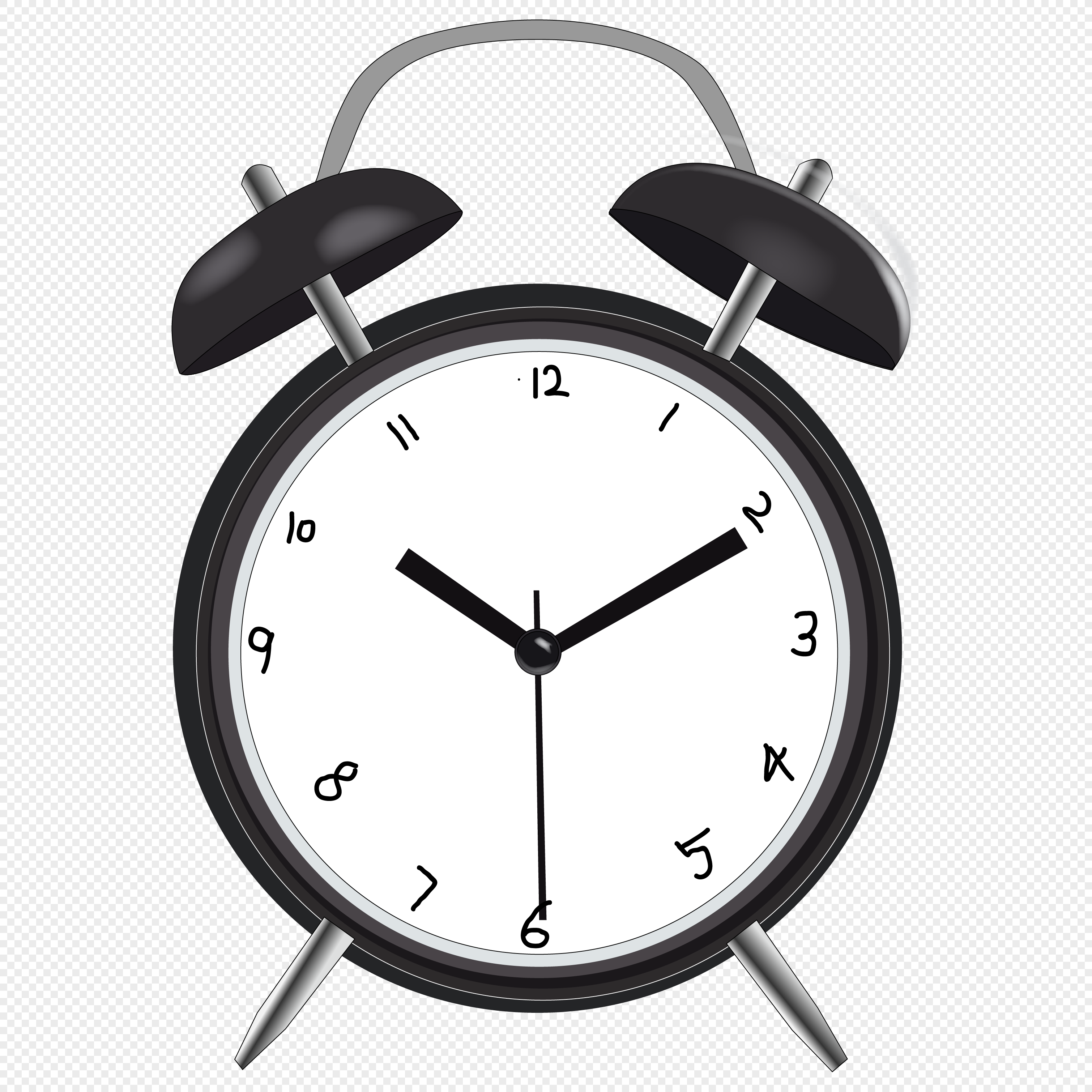 Cartoon Hand Drawn Black Alarm Clock PNG Image & PSD File Free Download