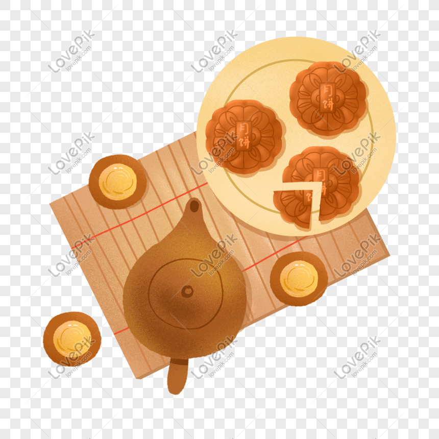 Mid-autumn Festival Moon Cakes And Tea PNG Free Download And Clipart ...