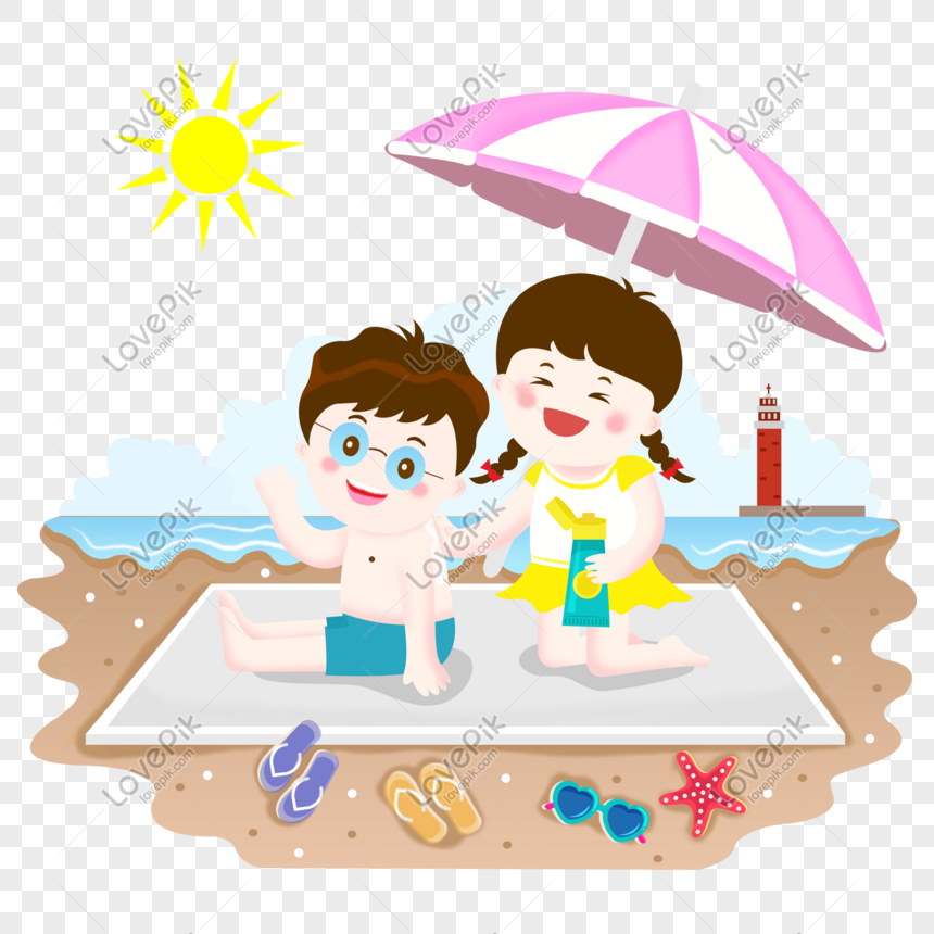 夏のビーチ日焼け止め子供イラストイメージ グラフィックス Id Prf画像フォーマットpsd Jp Lovepik Com