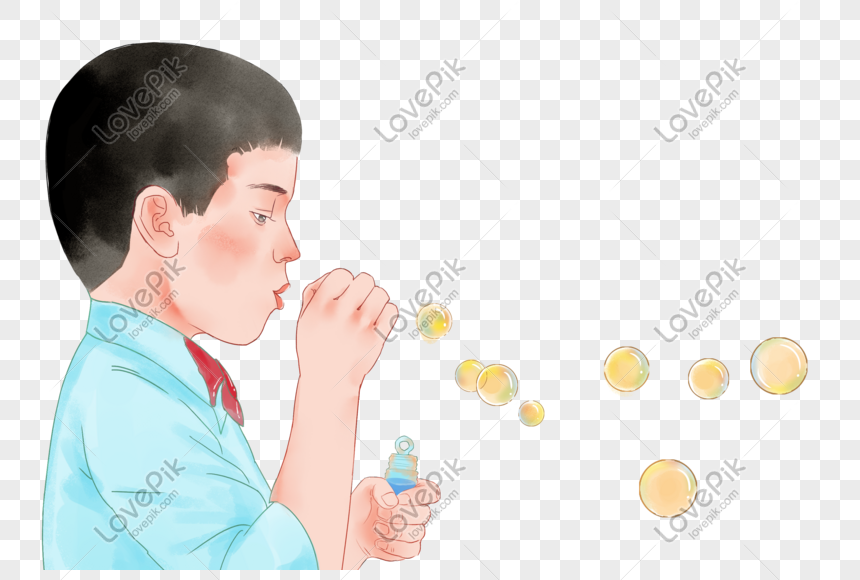 Child Blowing Bubbles Png Image Picture Free Download