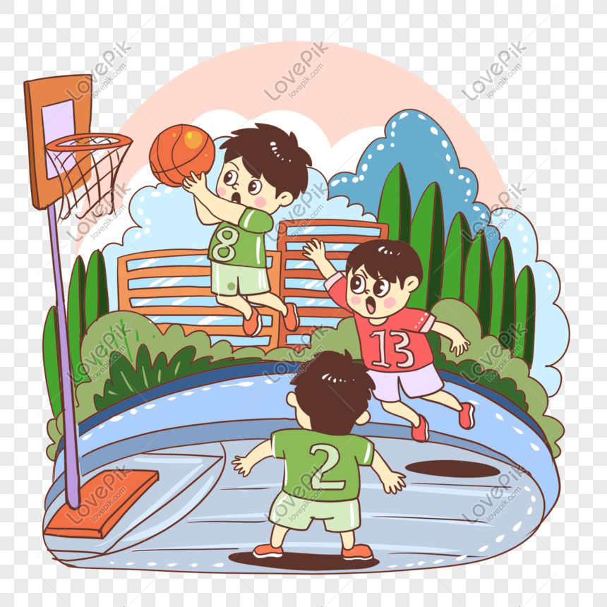 Boy Playing Basketball PNG Image 