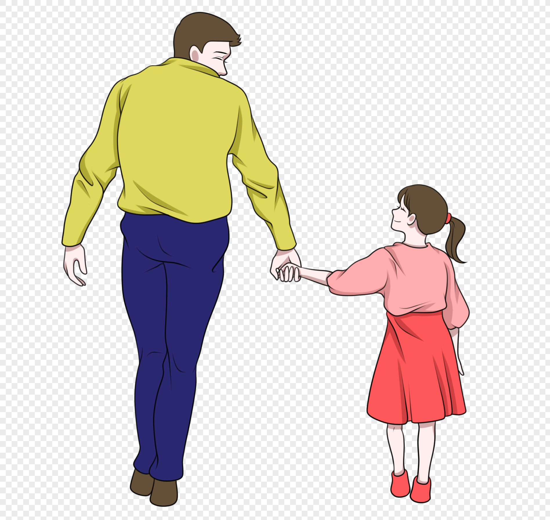 Девочка идёт с папой за руку